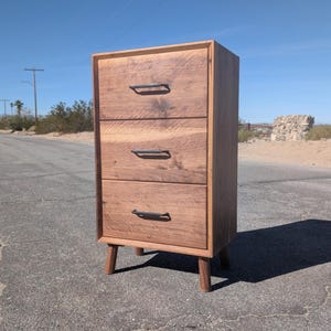 Handmade Solid Walnut Nightstand: Heirloom Quality, Three Drawer End Table