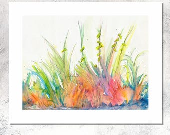 Parakeet Island Watercolor Painting Print