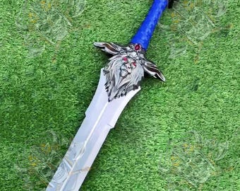 Handmade world of Warcraft Royal Guard Sword Alliance Lion Head Stormwind Sword, Medieval Collector's Sword, Anniversary Gift, Gifts For Him