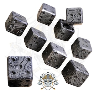 20MM Handmade Damascus Steel Dice, Hand Forged Steel Hand Crafted Forged Metal & Stripes One Playing Dice, Handmade Damascus Dice, Gift Dice