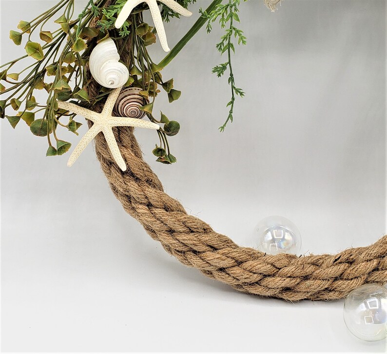 Nautical Rope Wreath Coastal Decor Seashell Wreath Nautical Etsy