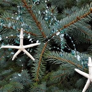 Beach Christmas Decor, Starfish Garland, Nautical Christmas Tree Garland, Coastal Christmas, White Starfish Beaded Garland, TEAL 5FT Bild 6