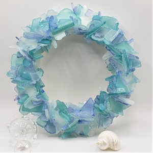 Sea Glass Wreath, Beach Glass Wreath, Beach Decor Sea Glass Wall Art Wreath, Nautical Decor Beach Glass Art Wreath, Sea Glass Decor Art