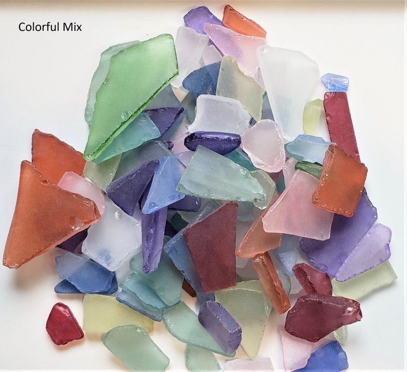 Bulk Sea Glass, Coastal Nautical Decor Tumbled Bulk Beach Glass for Beach Decor & Beach Wedding Decor, 8 COLORS, 2 LBS Colorful Mix