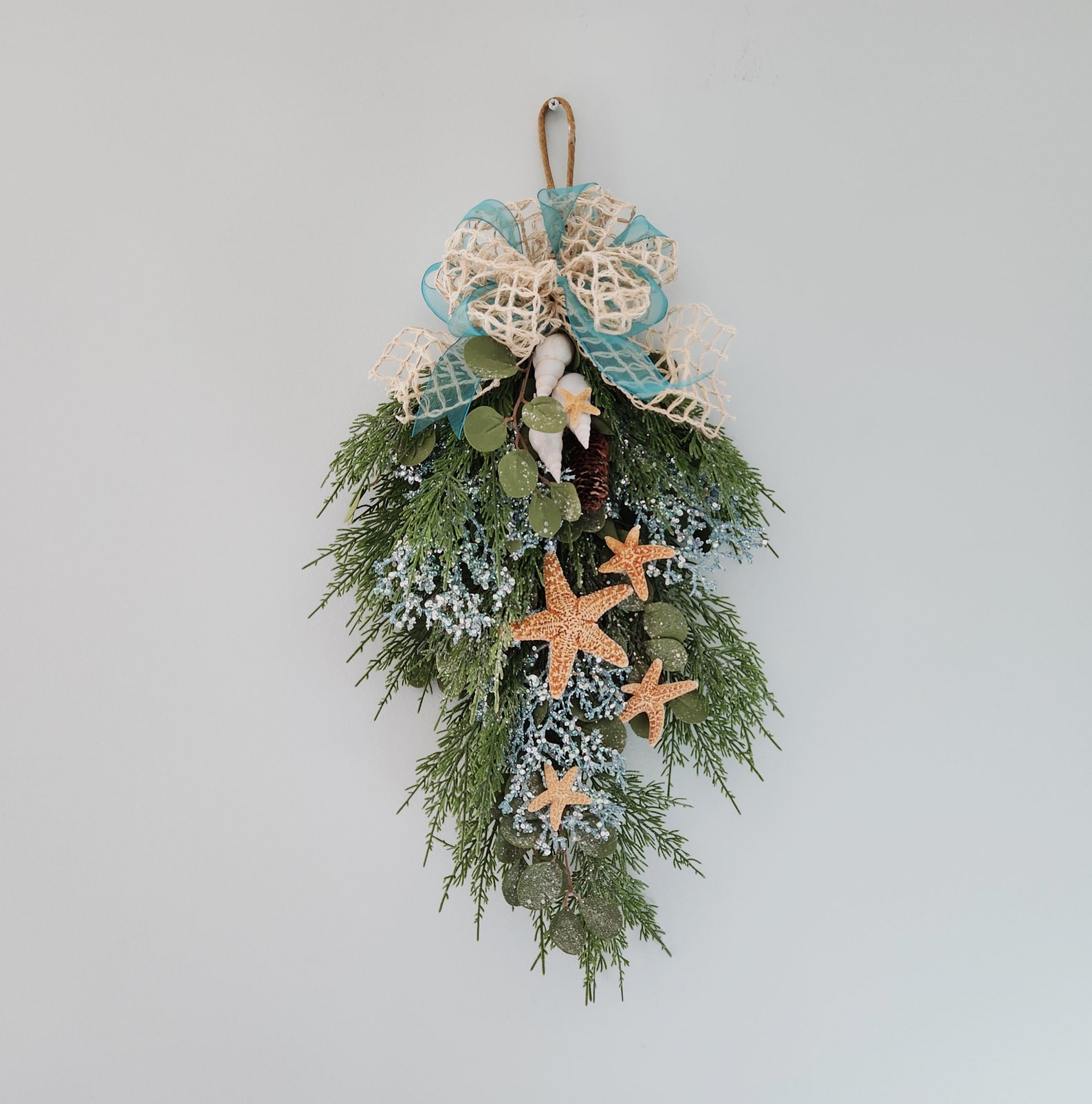 Beach Christmas Decor Door Swag Coastal Christmas Door Decor Etsy