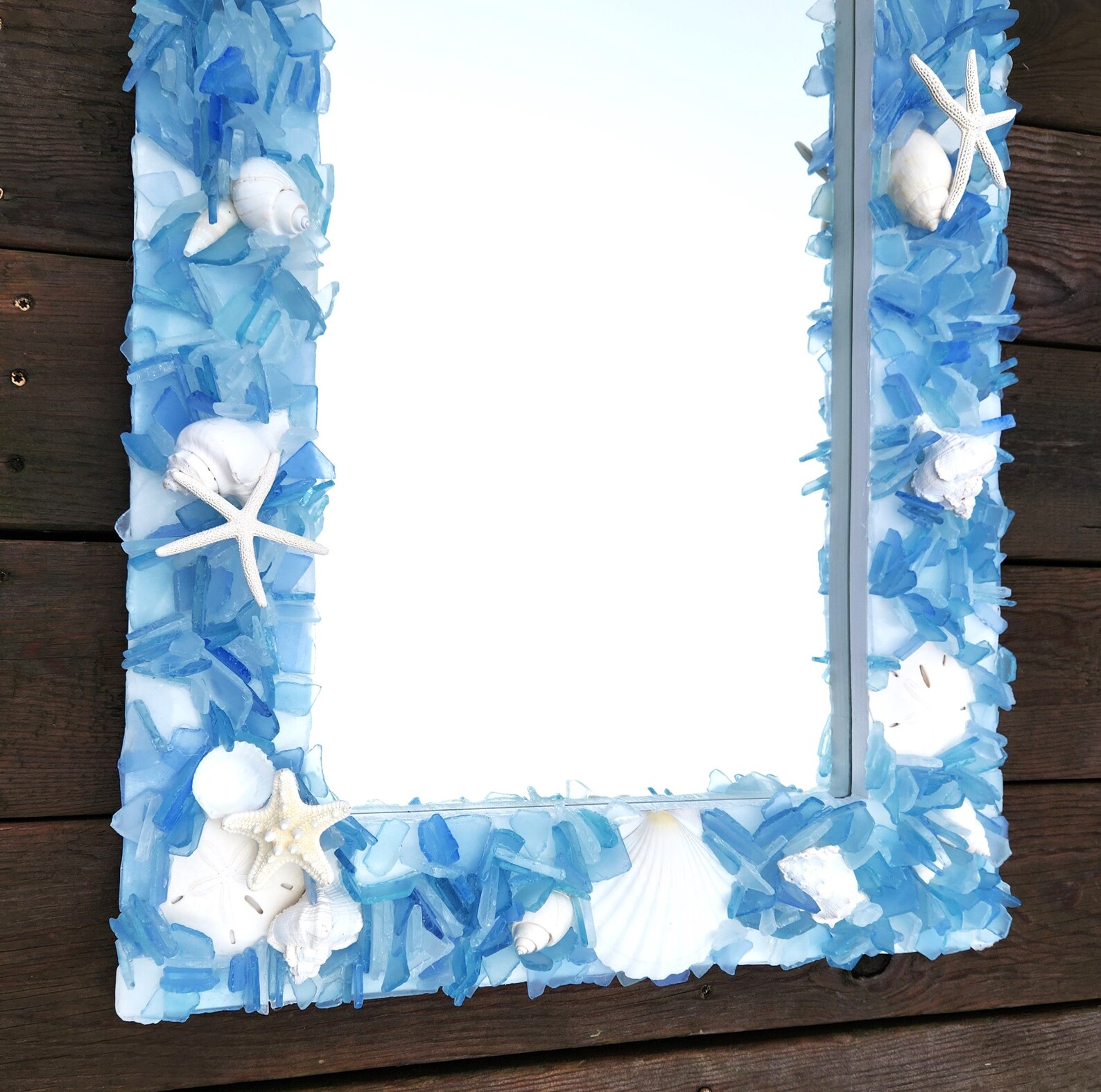 Beach Decor Sea Glass Mirror Nautical Decor Beach Glass Etsy
