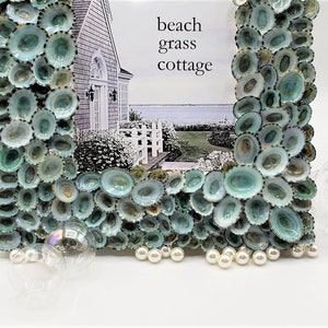 Seashell Picture Frame, Nautical Coastal Beach Decor Aqua Limpet Shell Art Frame for Beach Wedding Photo or Wedding Gift, 5x7 Bild 7