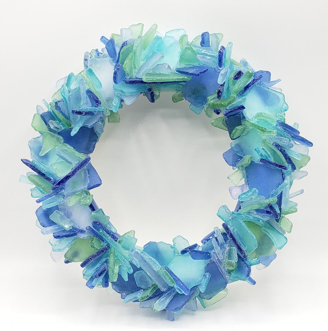 Sea Glass Wreath, Beach Decor Beach Glass Wreath, Nautical Decor