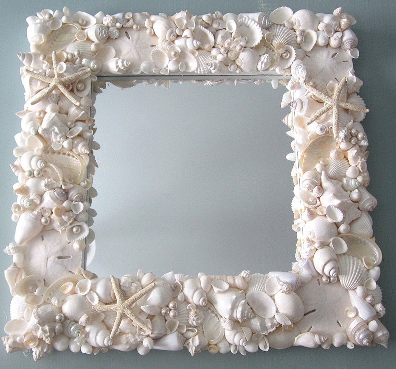Beach Decor Seashell Mirror Nautical Decor Shell Mirror Etsy