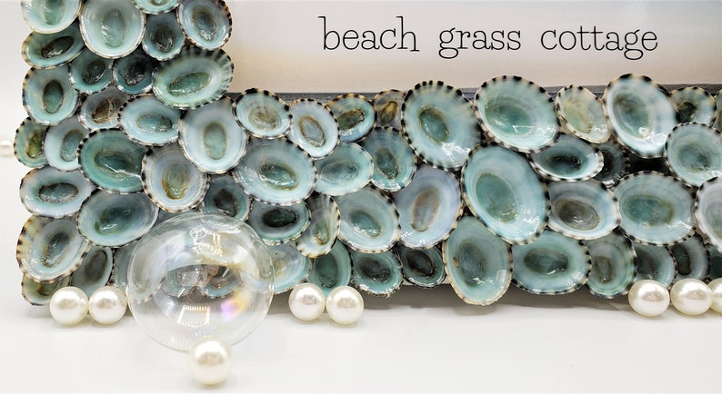 Seashell Picture Frame, Nautical Coastal Beach Decor Aqua Limpet Shell Art Frame for Beach Wedding Photo or Wedding Gift, 5x7 Bild 9