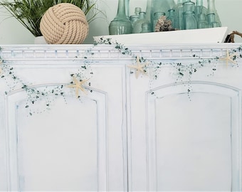 TEAL Starfish Garland: Beaded Coastal Beach Nautical Christmas or Wedding Decor, 5FT