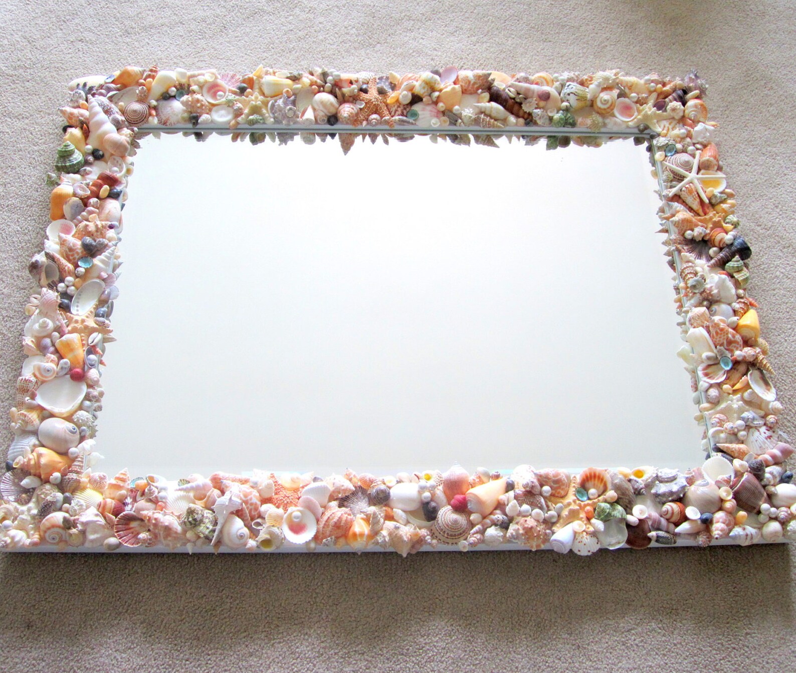 Beach Decor Seashell Mirror Nautical Decor Shell Mirror | Etsy