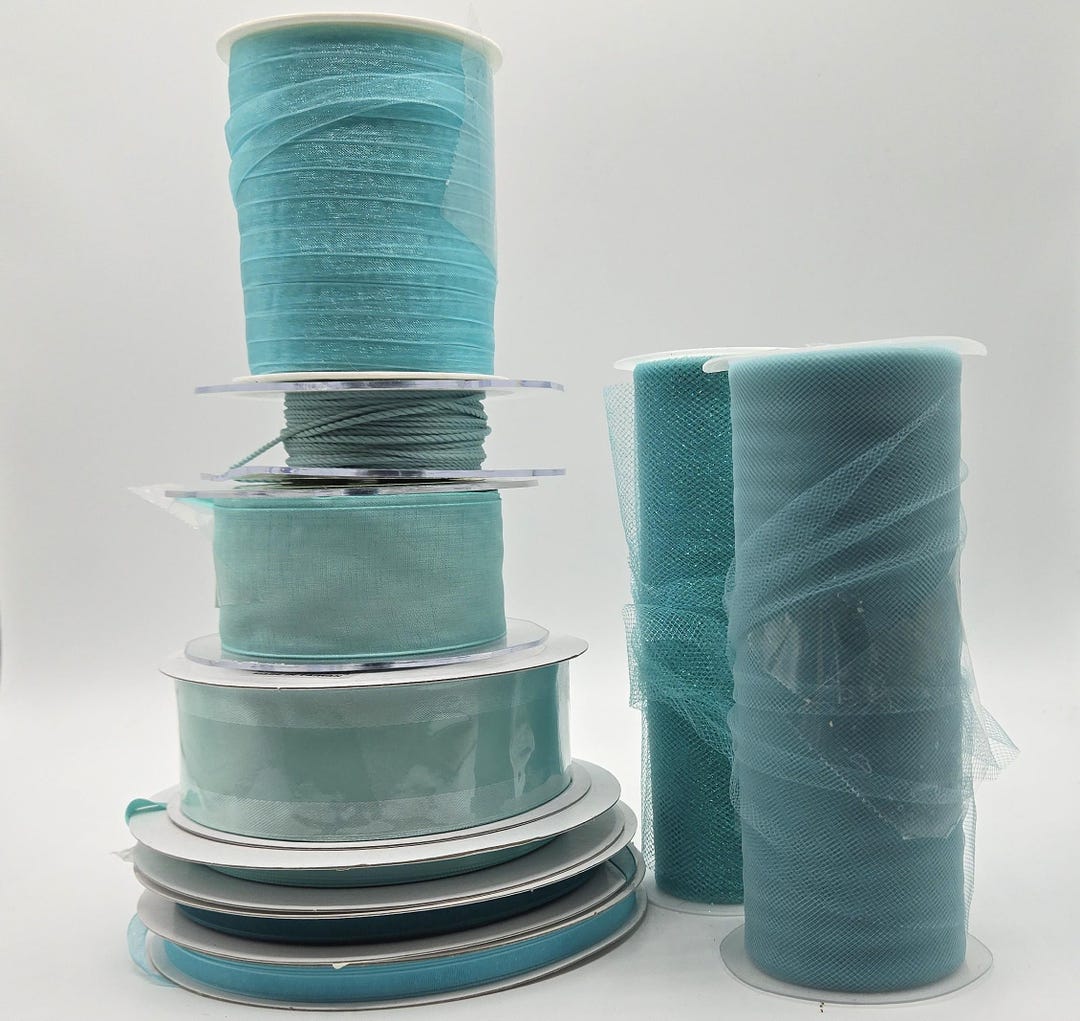 9PC AQUA Ribbon Assortment: New, Unused as Shown in Pics, #013 - Etsy