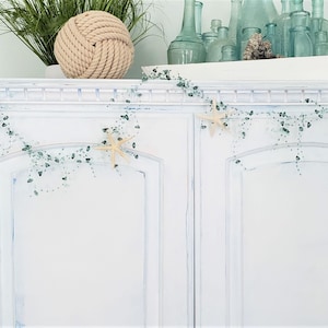 TEAL Beaded Starfish Garland: Nautical Beach Coastal Christmas Tree or Wedding Decor, 5FT