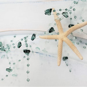 Starfish Garland, Beach Decor Nautical Coastal Beach Wedding Decor or Beach Christmas Garland w White Starfish & Teal Beads, TEAL 5FT image 8