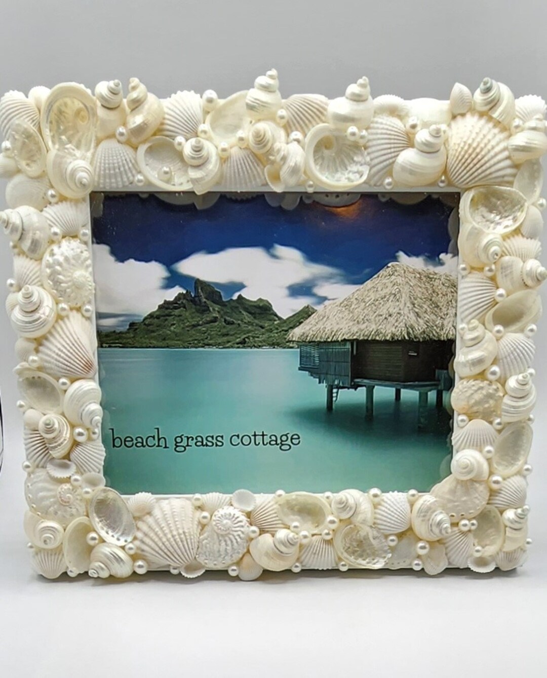 Beach Wedding Seashell Frame, Beach Coastal Wedding Gift, Nautical