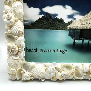 Beach Wedding Seashell Frame, Beach Coastal Wedding Gift, Nautical Decor Beach Wedding Frame, Coastal Beach Decor Shell Frame, 8x10 image 3