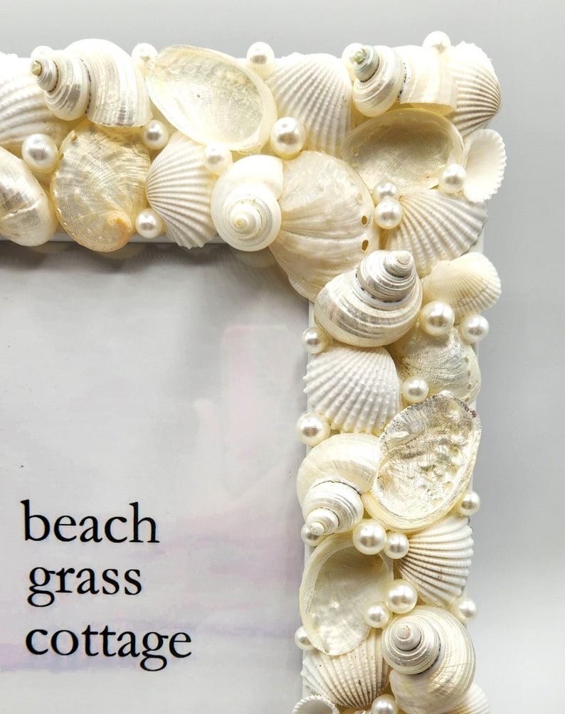 Beach Wedding Seashell Frame, Beach Coastal Wedding Gift, Nautical Decor Beach Wedding Frame, Coastal Beach Decor Shell Frame, 8x10 image 10