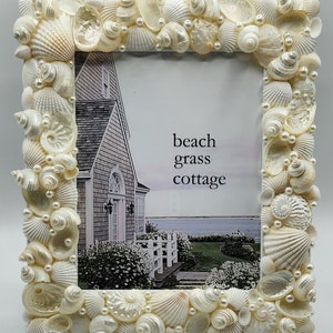 Beach Wedding Seashell Frame, Beach Coastal Wedding Gift, Nautical Decor Beach Wedding Frame, Coastal Beach Decor Shell Frame, 8x10 image 4