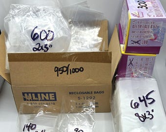 OVER 3800 Piece Jewelry Bead Supply or Parts Merchandise Bags, Plastic, Some Reclosable, 2-8"