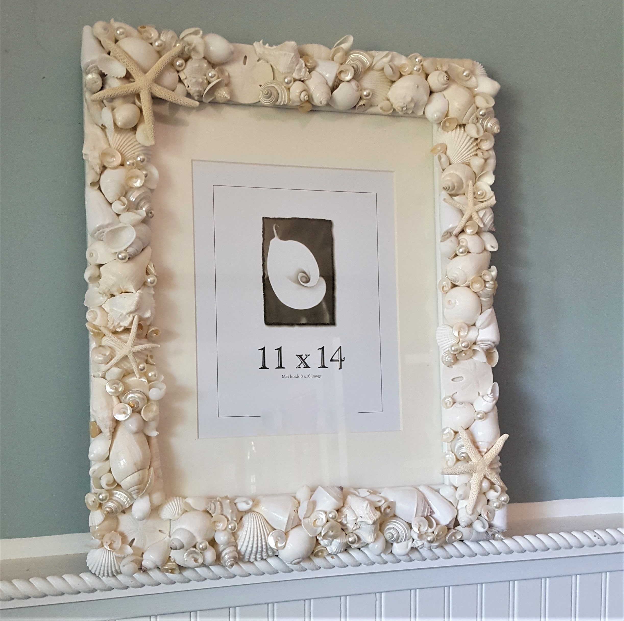 Seashell Picture Frame Nautical Coastal Decor Shell Wall Etsy France