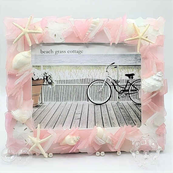 Beach Decor Sea Glass Wall Frame RUBY RED Coastal Decor Beach Glass Frame 10x13 OR 11x14 Nautical Decor Seaglass /& Seashell Frame