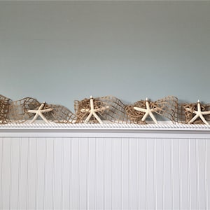 Starfish Christmas Garland, Nautical Decor BROWN Net Garland, Starfish Garland, Beach Decor BROWN Coastal Netting Starfish Garland,10FT