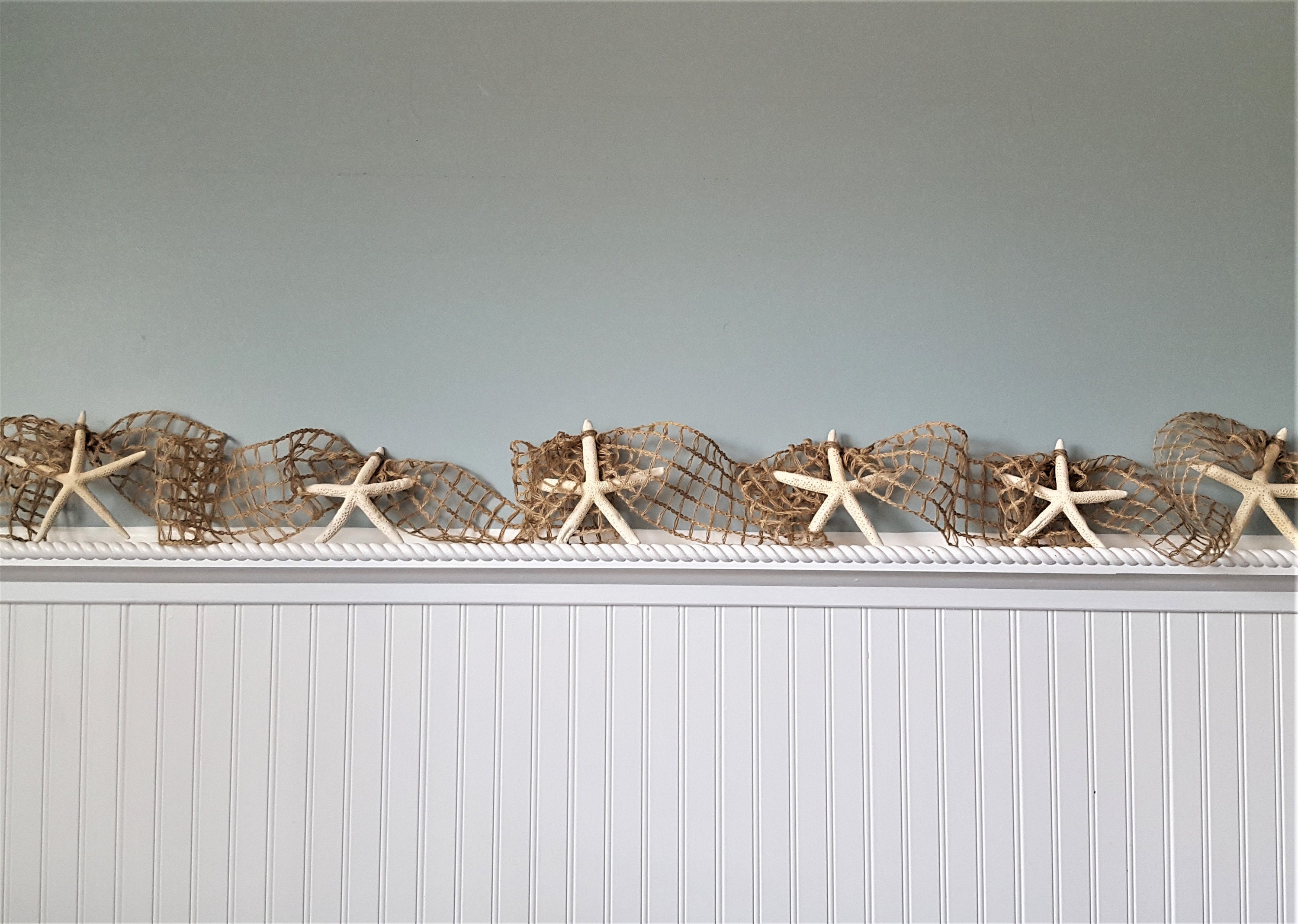 Starfish Garland Beach Decor Coastal Nautical Brown Fish Net Etsy 日本
