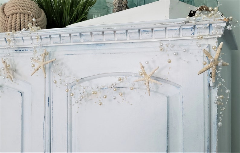 Beach Wedding Decor Starfish Garland, Coastal Wedding Pearl Garland, Pearl Beaded Garland for Beach Wedding Centerpieces, PEARL 5FT image 5