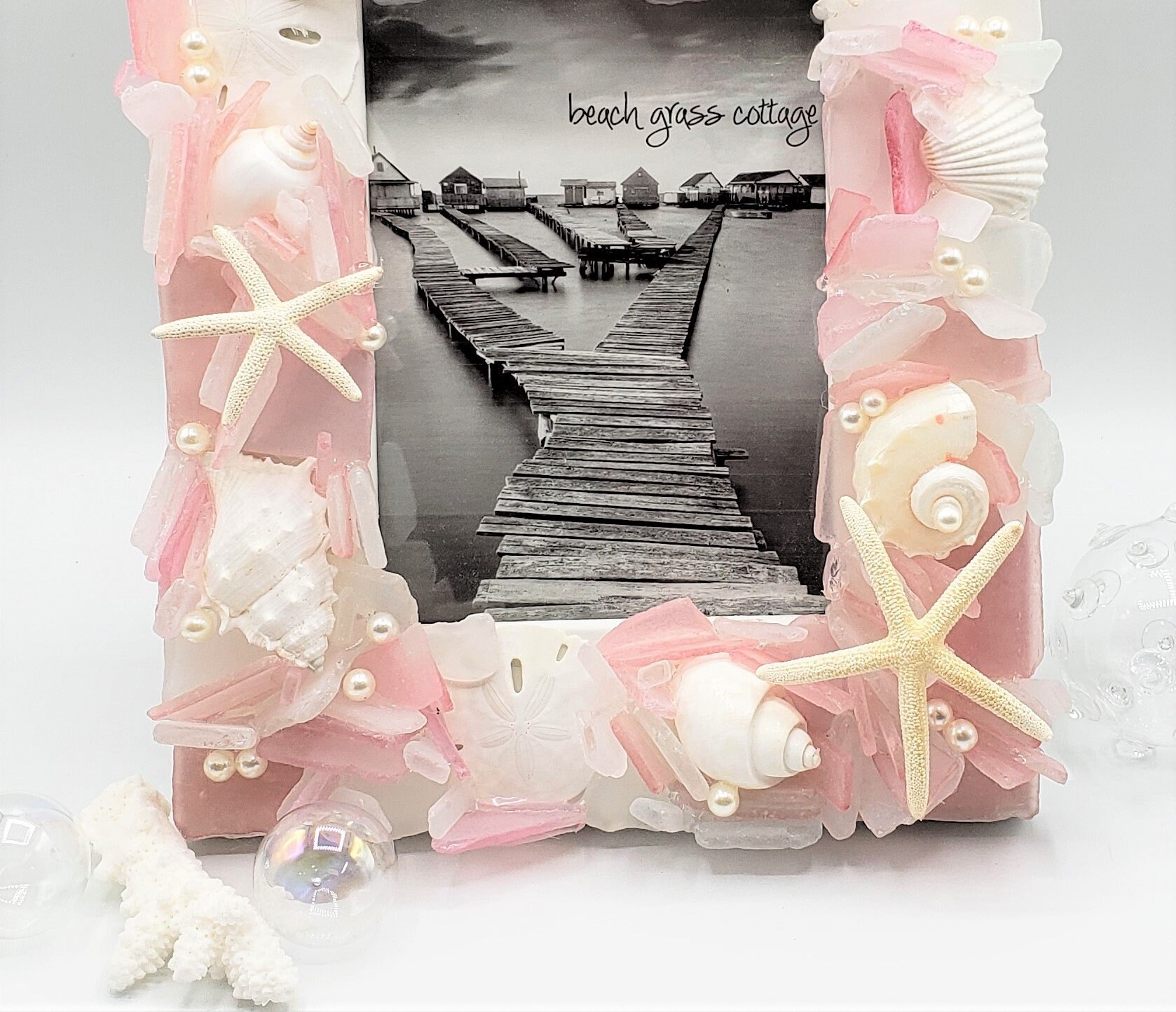 Beach Decor Sea Glass Frame Nautical Decor Beach Glass Frame Etsy