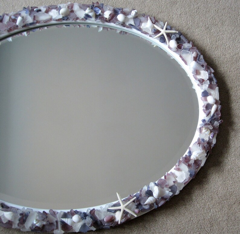 Beach Decor Sea Glass Mirror Nautical Decor Beach Glass Etsy