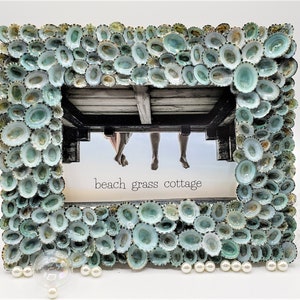 Seashell Picture Frame: Aqua Limpet Shell Nautical Beach Coastal Decor Art, 5x7&quot;