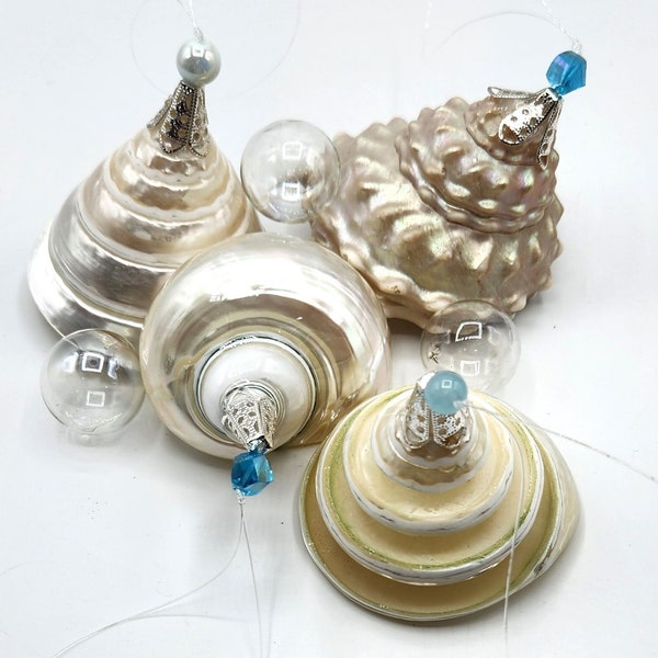 Beach Christmas Seashell Ornaments, Coastal Christmas Pearl Shell Ornaments, Nautical REAL Shell Christmas Ornament, Beach Coastal Gifts