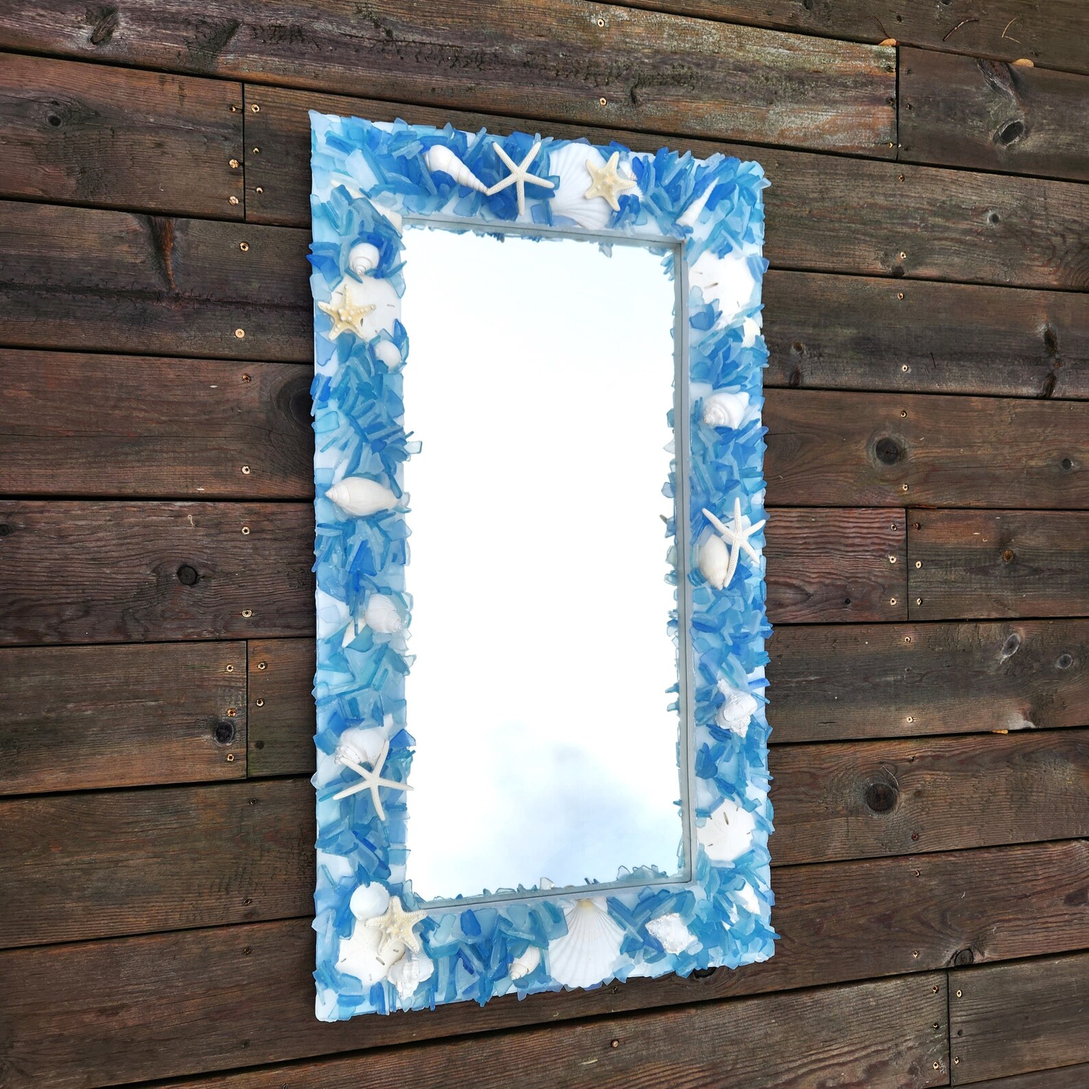 Beach Decor Sea Glass Mirror Nautical Decor Beach Glass Etsy