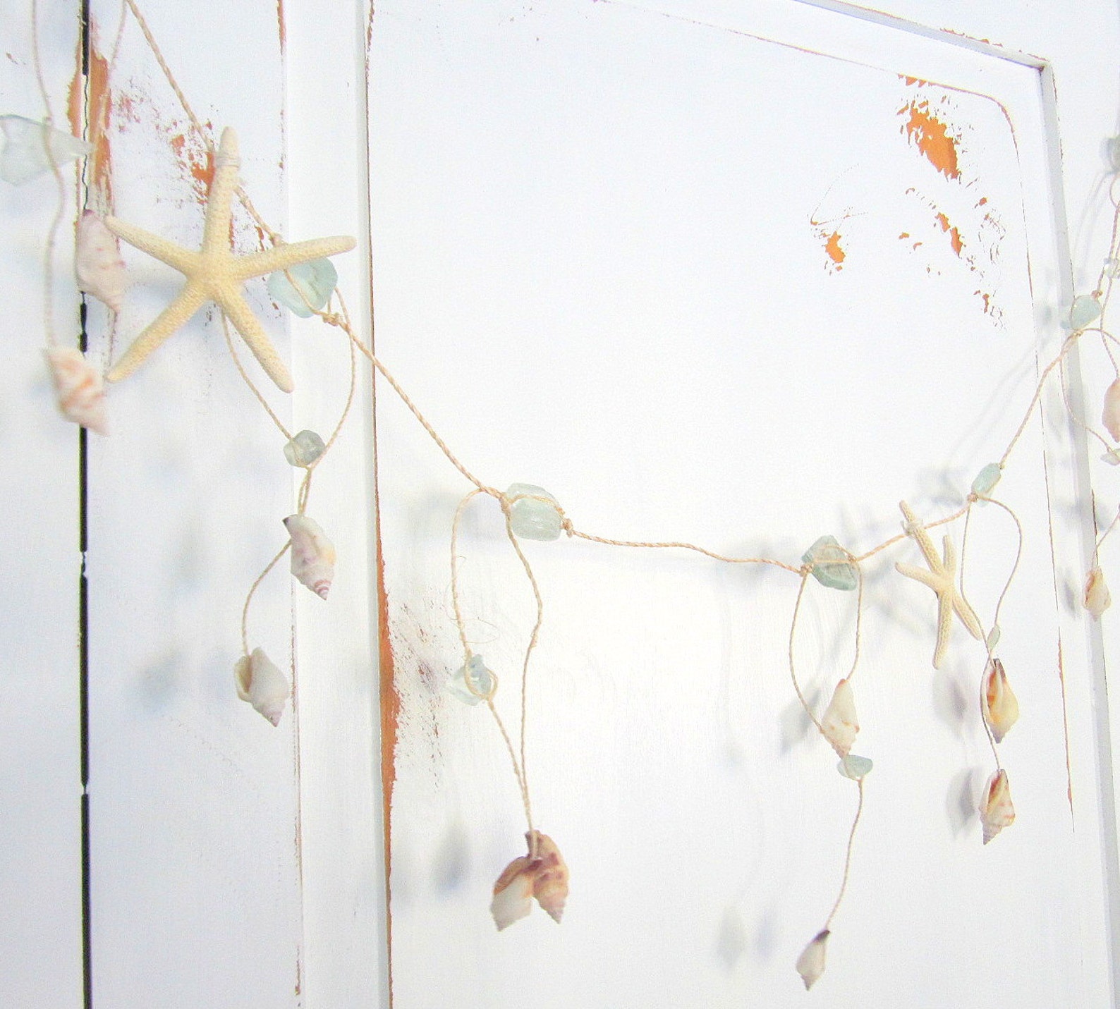 Beach Decor Sea Glass Garland Nautical Decor Beach Glass Etsy