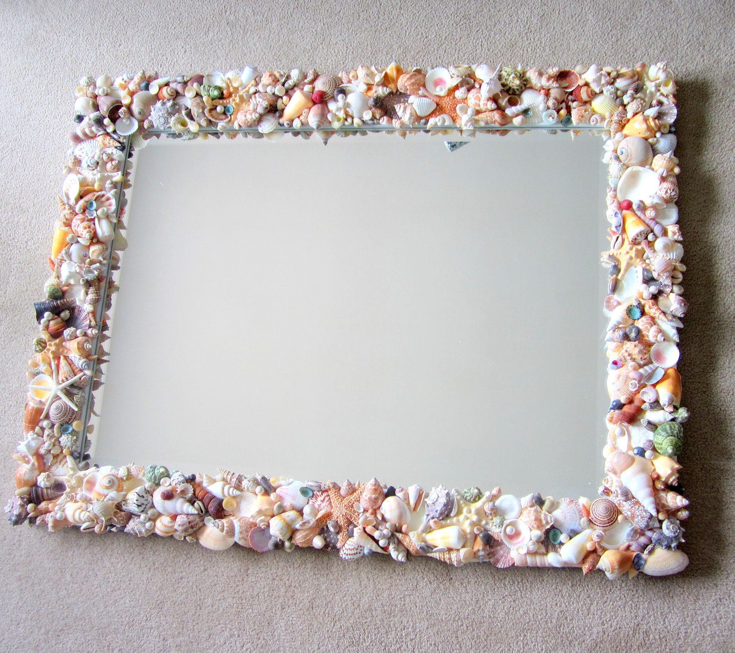 Beach Decor Seashell Mirror Nautical Decor Shell Mirror Etsy France