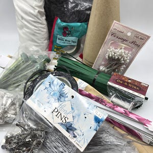 Floral Design Supply, Floral Arranging Supplies incl. Pins, Tape, Wire, Glue Pot, etc. - GRAB BAG
