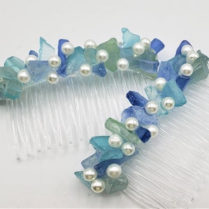 Sea Glass Hair Combs, Beach Wedding Sea Glass Hair Accessory, Beach Wedding Beach Glass Hair Accessories, Seaglass Combs,  2pc