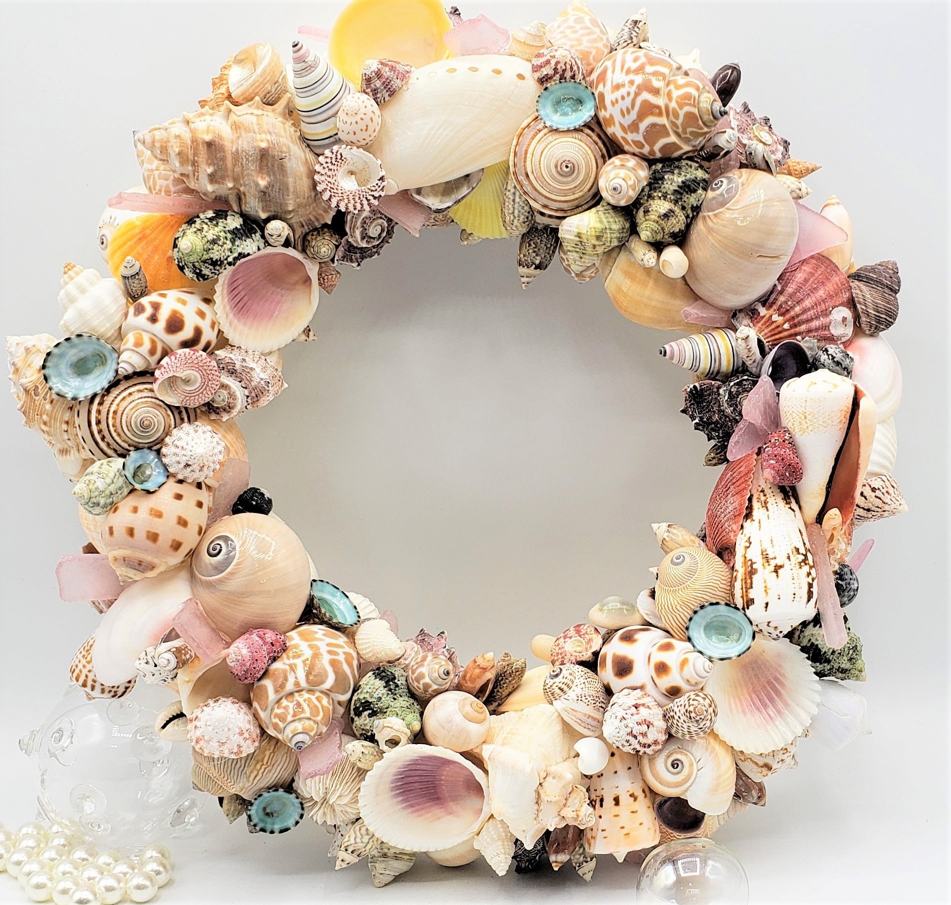 Handmade Seashell Wreath: Nautical Coastal Beach Wall Decor Shell