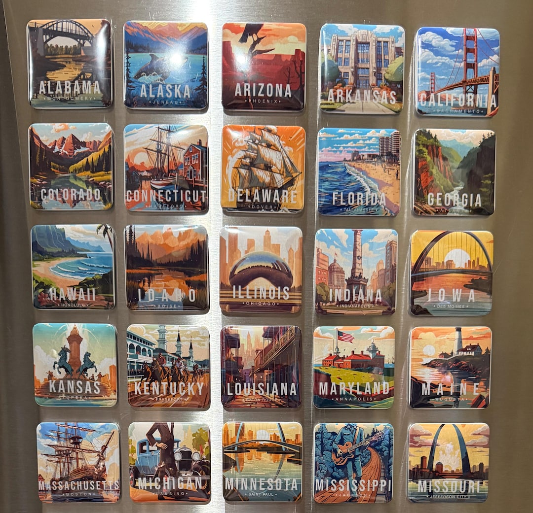 50 US States Fridge Magnet Set | State Collection Magnets - Etsy