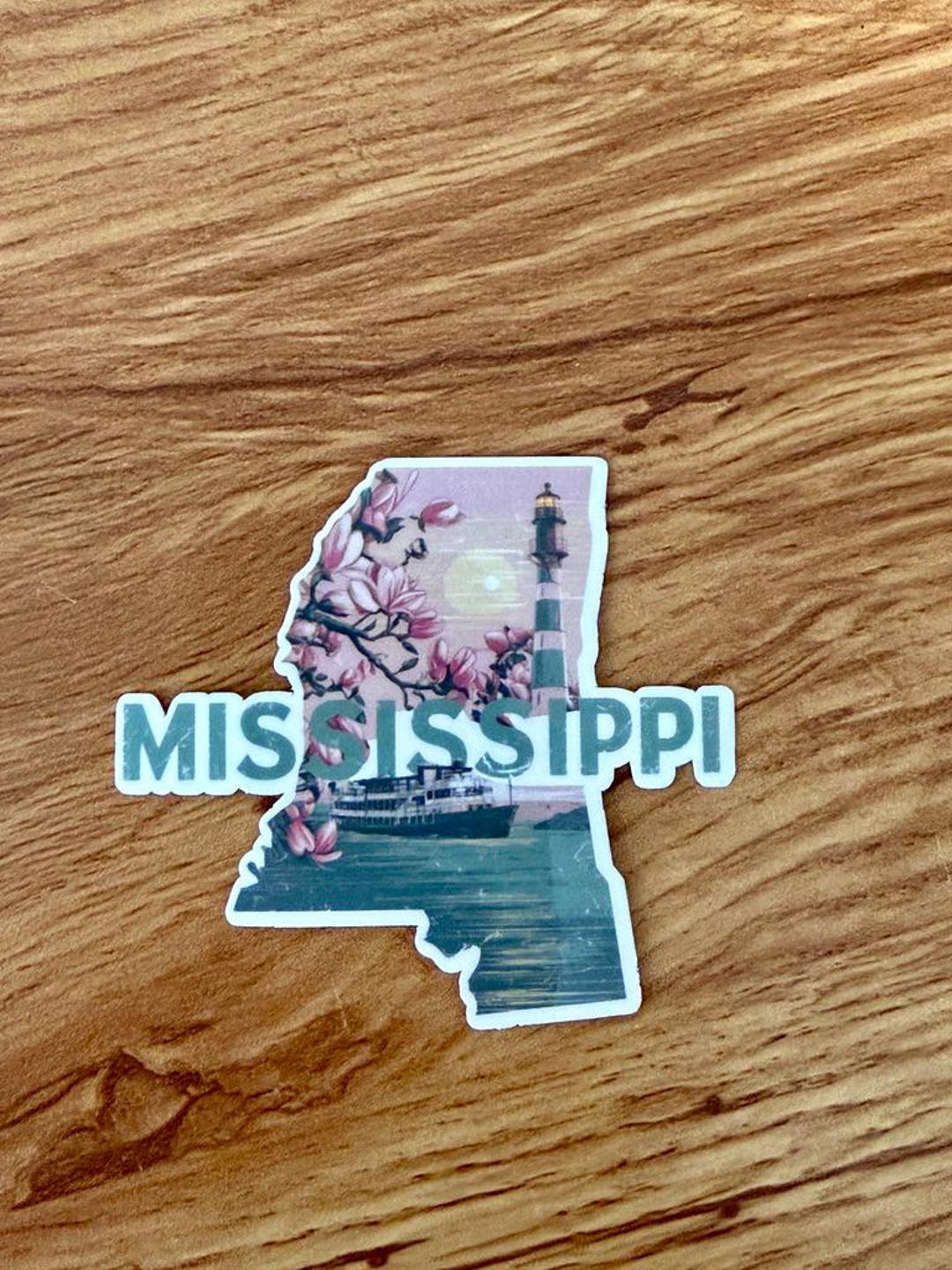 Ms Labonz Sticker Mississippi State Vinyl Sticker – Retro Riverboat & Magnolia Design ...