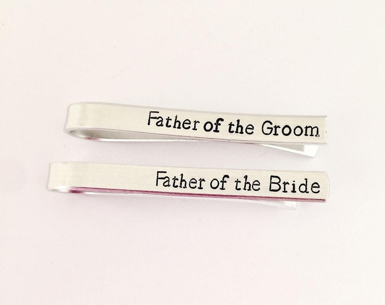 Set of two aluminum Tie Clips,Father of the GroomFather of the Bride tie clip Custom Tie bar