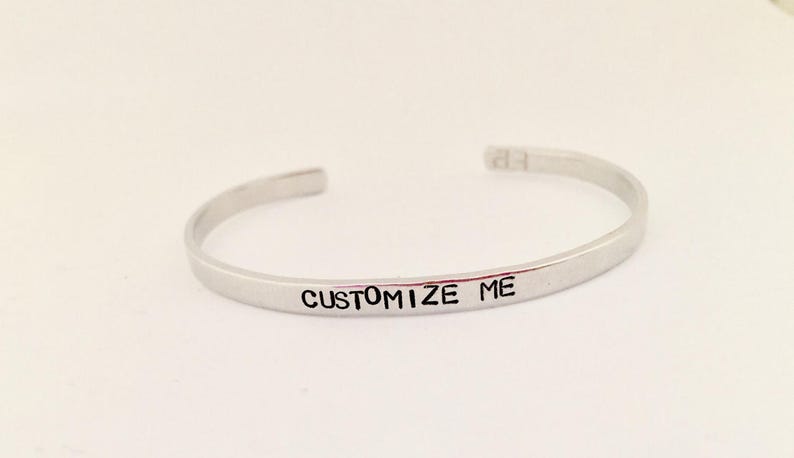 Personalized hand stamped engraved bracelet custom cuff bracelet Valentine/'s Day gift friendship gift