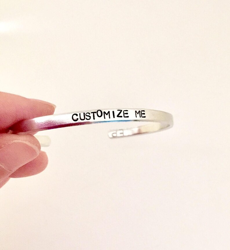 Personalized hand stamped engraved bracelet custom cuff bracelet Valentine/'s Day gift friendship gift