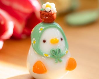 Figurine de canard babouchka en argile : décoration de bureau faite main