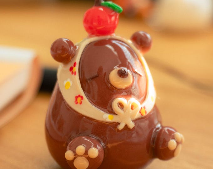 Harvest Bearbushka Bear Figurine: Handmade Clay Fall Desk Friend Decor