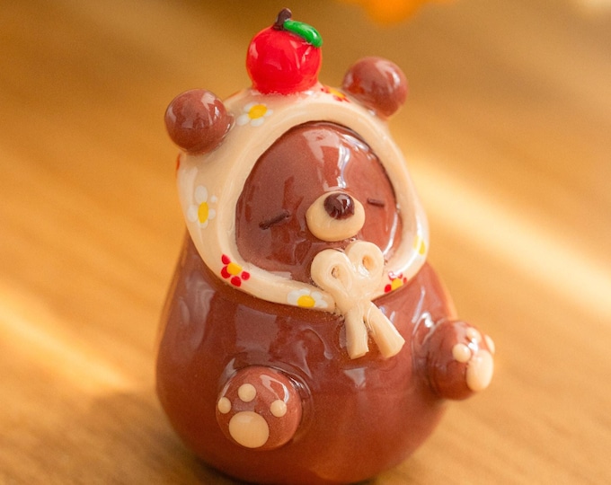 Harvest Bearbushka Bear Figurine: Handmade Clay Fall Desk Friend Decor