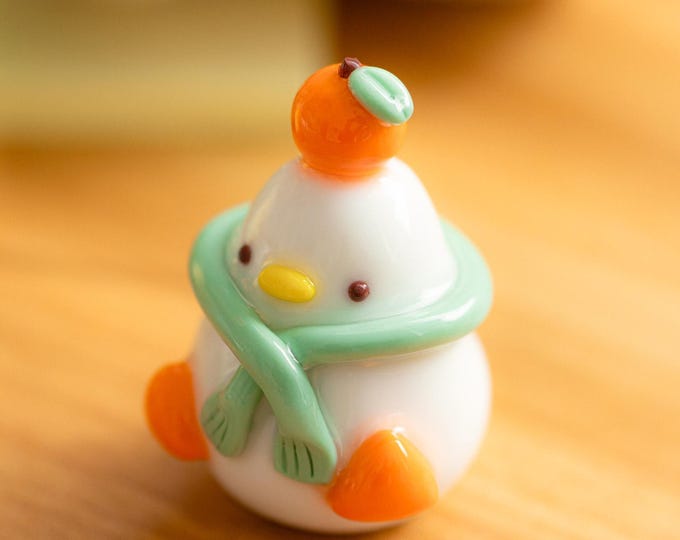 Clay Tangerine Duck Desk Friend: Kawaii Office Decor