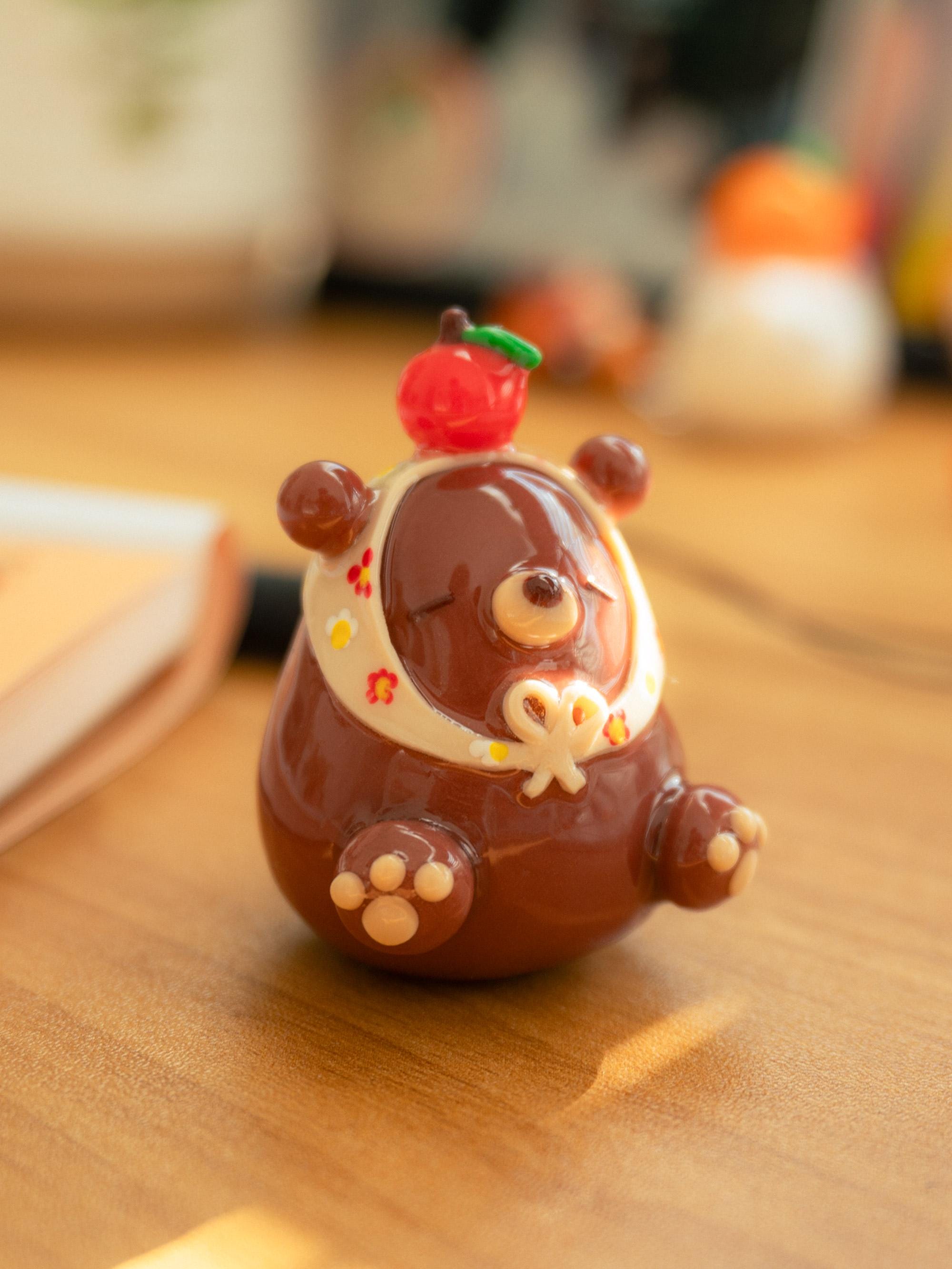 Harvest Bearbushka Bear Figurine: Handmade Clay Fall Desk Friend