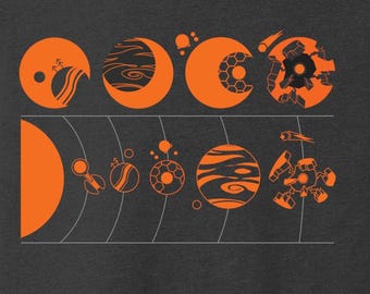 Camiseta de Outer Wilds Solar System con Planet Eclipse / Camisetas de videojuegos